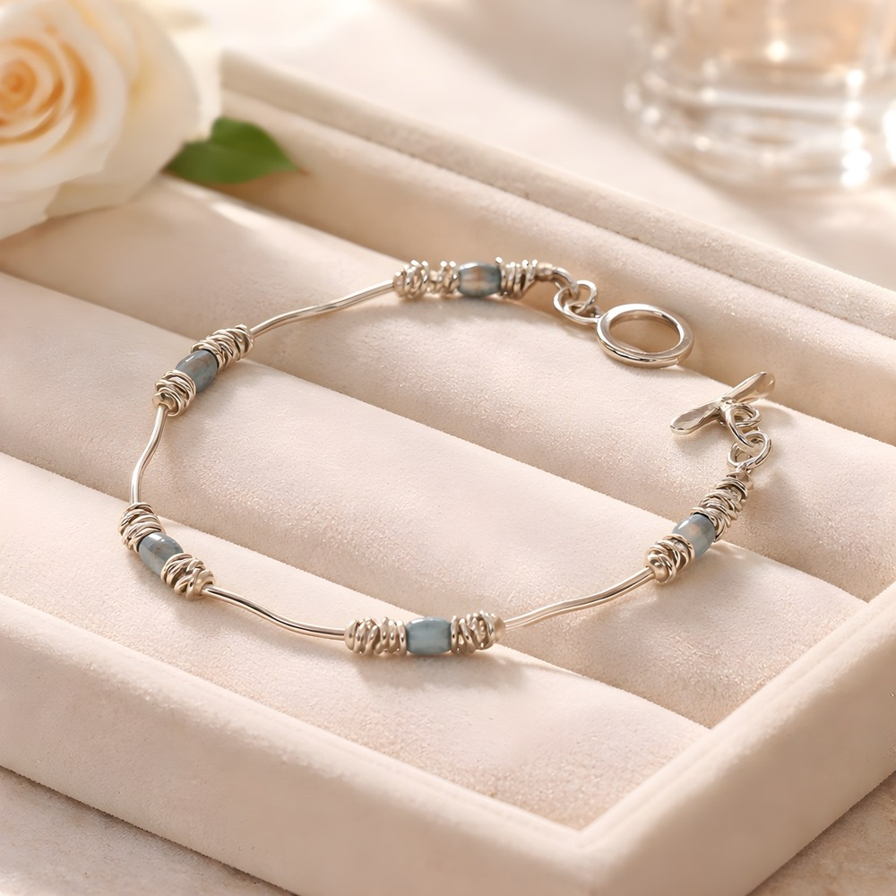 925 Silver Gray Beaded Bracelet